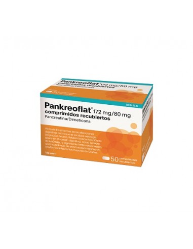 Pankreoflat 172 mg/80 mg comprimidos recubierto Pancreatina / Dimeticona