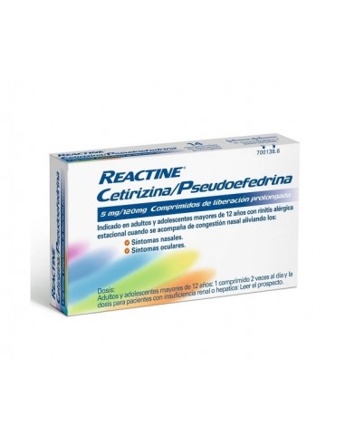 Reactine Cetirizina/Pseudoefedrina  5 mg / 120 mg comprimidos de liberación prolongada