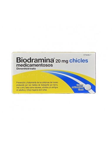 Biodramina 20 mg Chicles Medicamentosos Dimenhidrinato