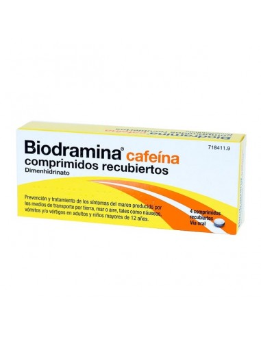 Biodramina Cafeína Comprimidos recubiertos  Dimenhidrinato/Cafeína/Piridoxina hidrocloruro
