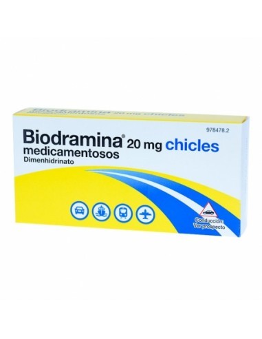 Biodramina 20 mg Chicles Medicamentosos  Dimenhidrinato