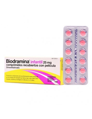 Biodramina Infantil 25 mg Comprimidos recubiertos con película Dimenhidrinato