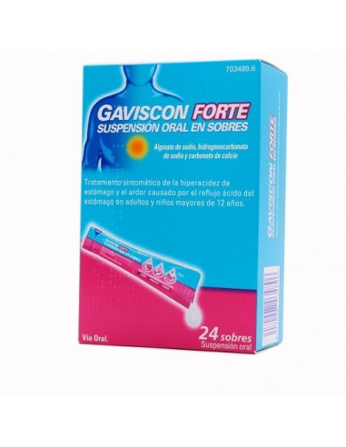 Gaviscon Forte suspensión oral en sobres Alginato de sodio, hidrogenocarbonato (bicarbonato) de sodio y carbonato de calcio