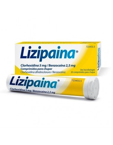 Lizipaina clorhexidina 5 mg/benzocaína 2,5 mg comprimidos para chupar