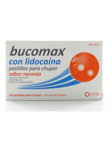 Bucomax con lidocaína pastillas para chupar sabor naranja