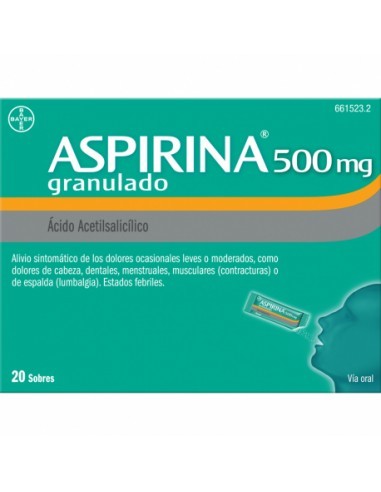 Aspirina 500 mg 20 sobres