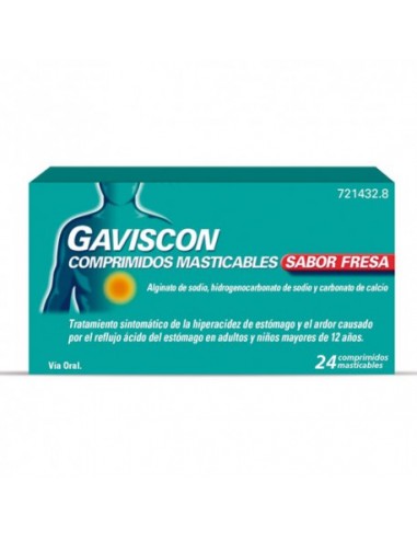 copy of Gaviscon comprimidos masticables sabor fresa Alginato de sodio, hidrogenocarbonato (bicarbonato) de sodio