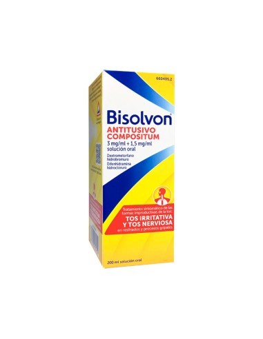 Bisolvon Antitusivo Compositum 3 mg / ml + 1,5 mg / ml solución oral Dextrometorfano hidrobromuro/ Difenhidramina hidrocloruro