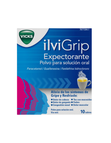 IlviGrip Expectorante Polvo para solución oral Paracetamol Guaifenesina Fenilefrina hidrocloruro