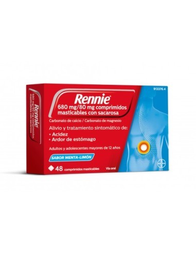 Rennie 680 mg/80 mg comprimidos masticables con sacarosa Carbonato de calcio/Carbonato de magnesio