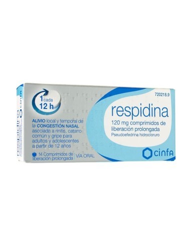 Respidina 120 mg comprimidos de liberación prolongada Pseudoefedrina hidroclorurodoefedrina y clorfenamina