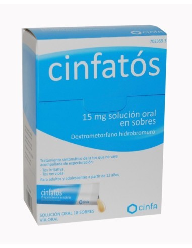 Cinfatós 15 mg solución oral en sobres Dextrometorfano hidrobromuro