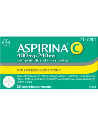 Aspirina C 400 mg/ 240 mg 10 Comprimidos efervescentes