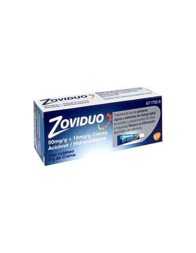 Zoviduo 50 mg/g y 10 mg/g Crema Aciclovir e Hidrocortisona