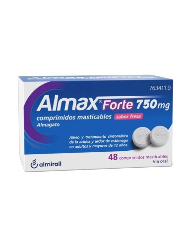 Almax Forte 750 Mg Sabor Fresa Comprimidos Masticables