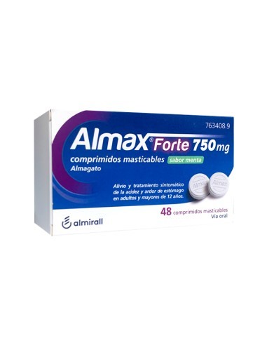 Almax Forte 750 Mg Sabor Menta Comprimidos Masticables