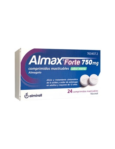 Almax Forte 750 Mg Sabor Menta Comprimidos Masticables