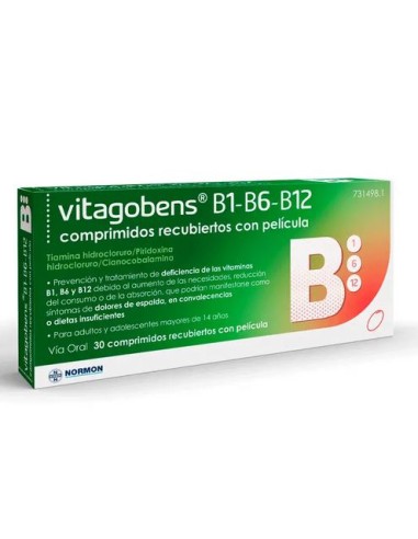 Vitagobens B1 B6 B12 comprimidos recubiertos con película