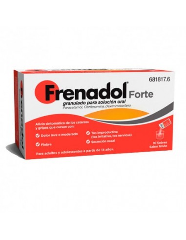 Frenadol Forte granulado para solución oral Paracetamol Clorfenamina Dextrometorfano