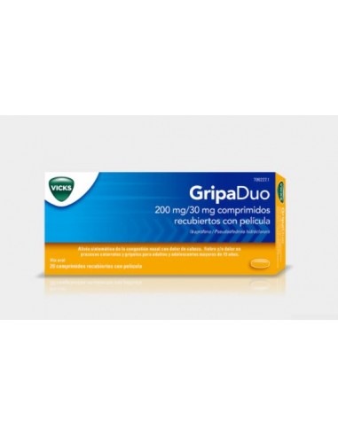 GripaDuo 200 mg / 30 mg comprimidos recubiertos con película Ibuprofeno y Pseudoefedrina hidrocloruro