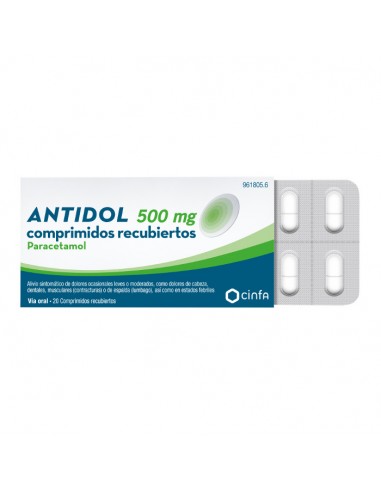 Antidol 500 mg comprimidos recubiertos Paracetamol