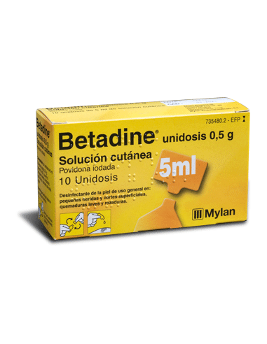 Betadine unidosis 500 mg solución cutánea en envase unidosis Povidona iodada