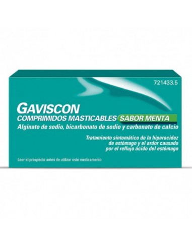 Gaviscon comprimidos masticables sabor menta Alginato de sodio, hidrogenocarbonato (bicarbonato) de sodio