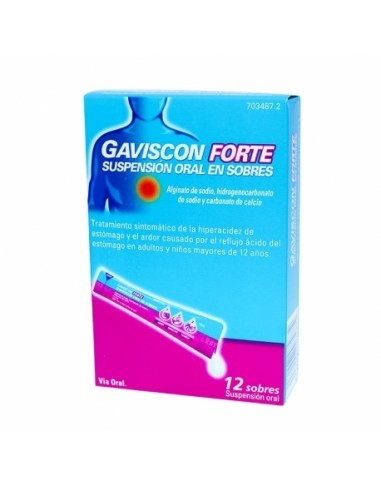 Gaviscon Forte suspensión oral en sobres Alginato de sodio, hidrogenocarbonato (bicarbonato)  de sodio y carbonato de calcio