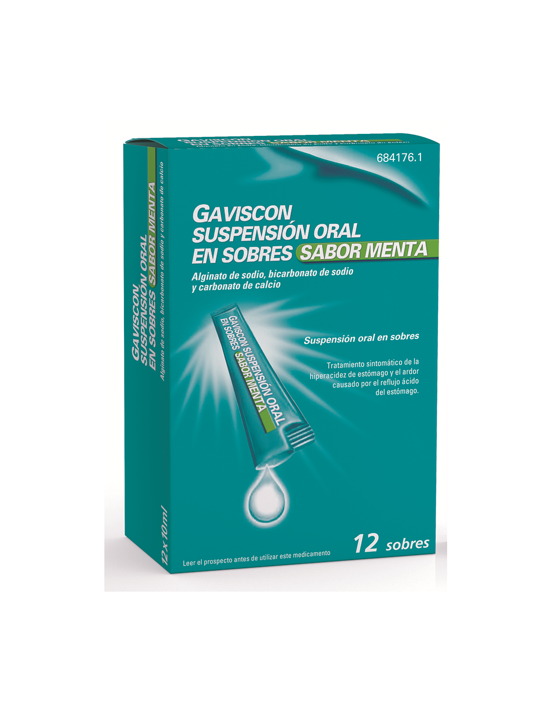 Farmacia Fuentelucha  Gaviscon suspensión oral en sobres sabor menta  Alginato de sodio, hidrogenocarbonato (bicarbonato) de so